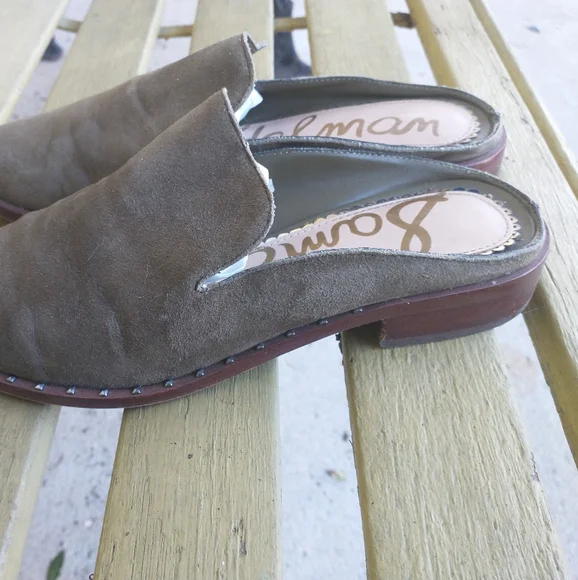 Sam Edelman Olive Suede Llewellyn Studded Mules Flats Size 6 - Picture 4 of 6